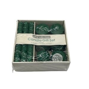 Vintage 1999 Color Collections Candle Gift Set Forest Green Sealed 15 Piece Set